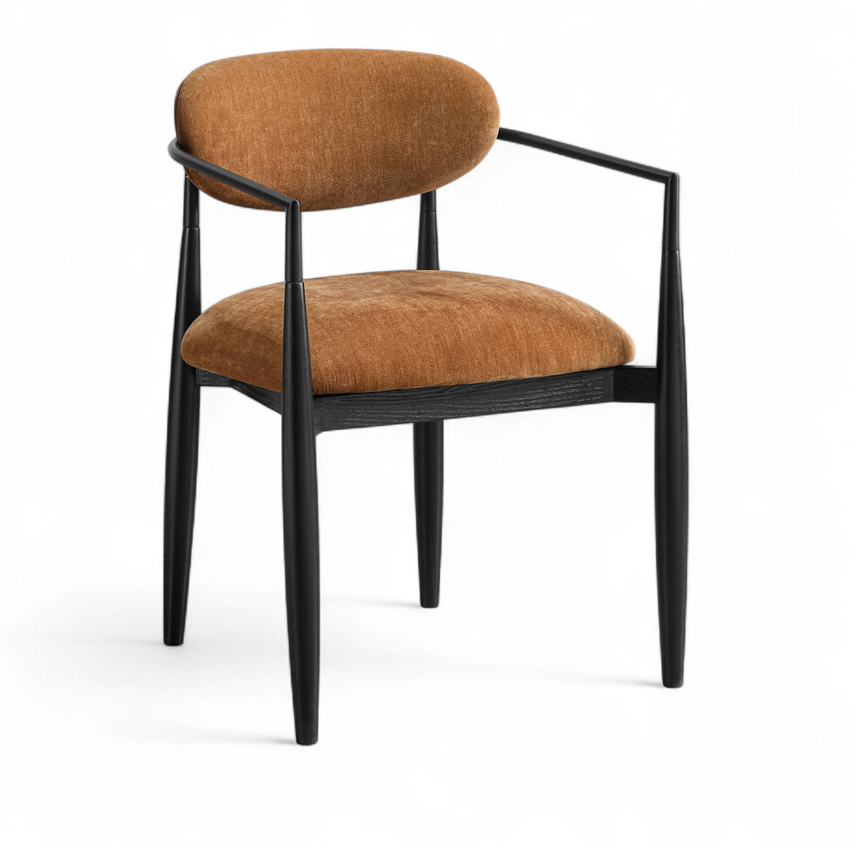 Riccio - Fabric Dining Arm Chair (Set of 2) - Black Frame