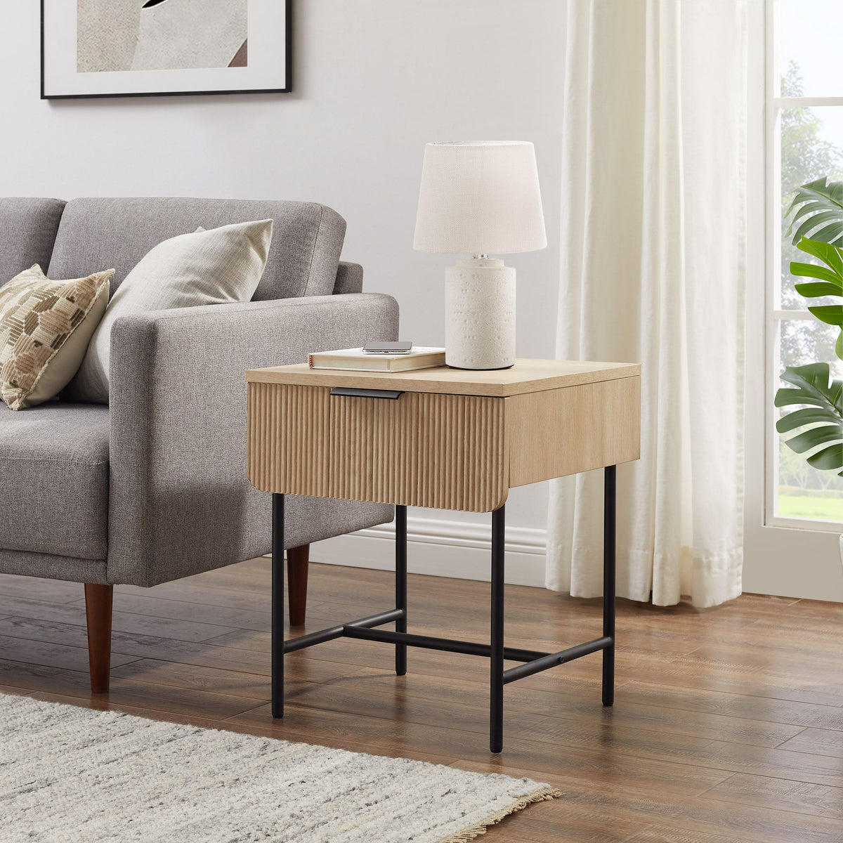 Modern Fluted Door Minimalist Side Table