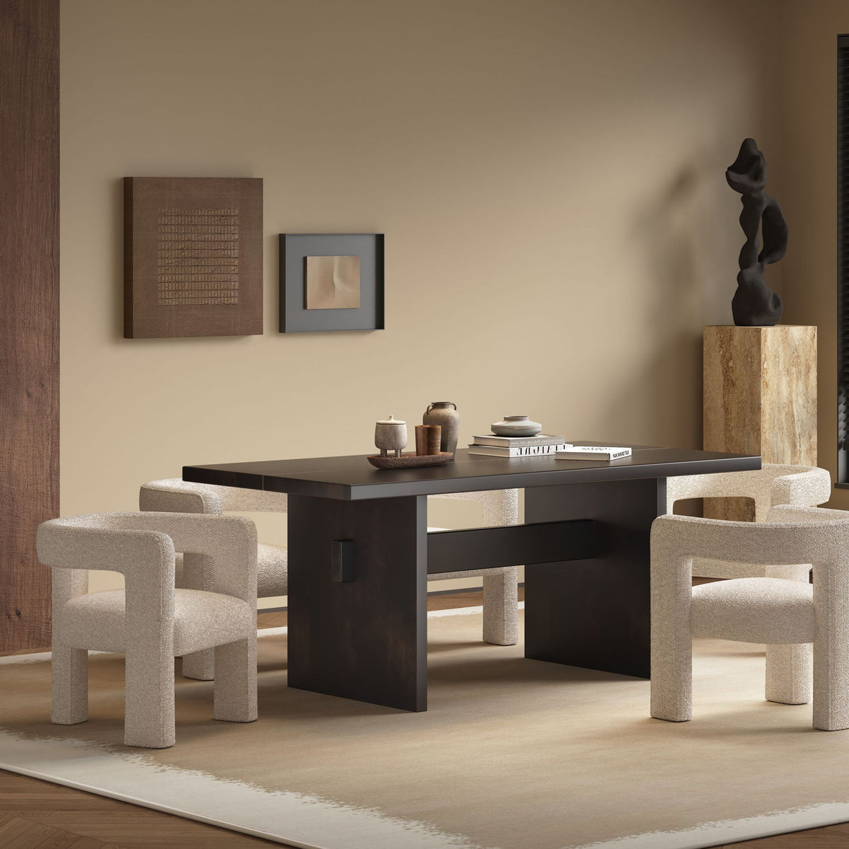 Jaramillo & Lomas - 5 Pieces Dining Room Set - Beige / Espresso