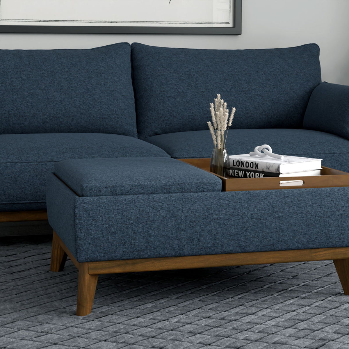 Varia - Reversible Tray Ottoman - Blue