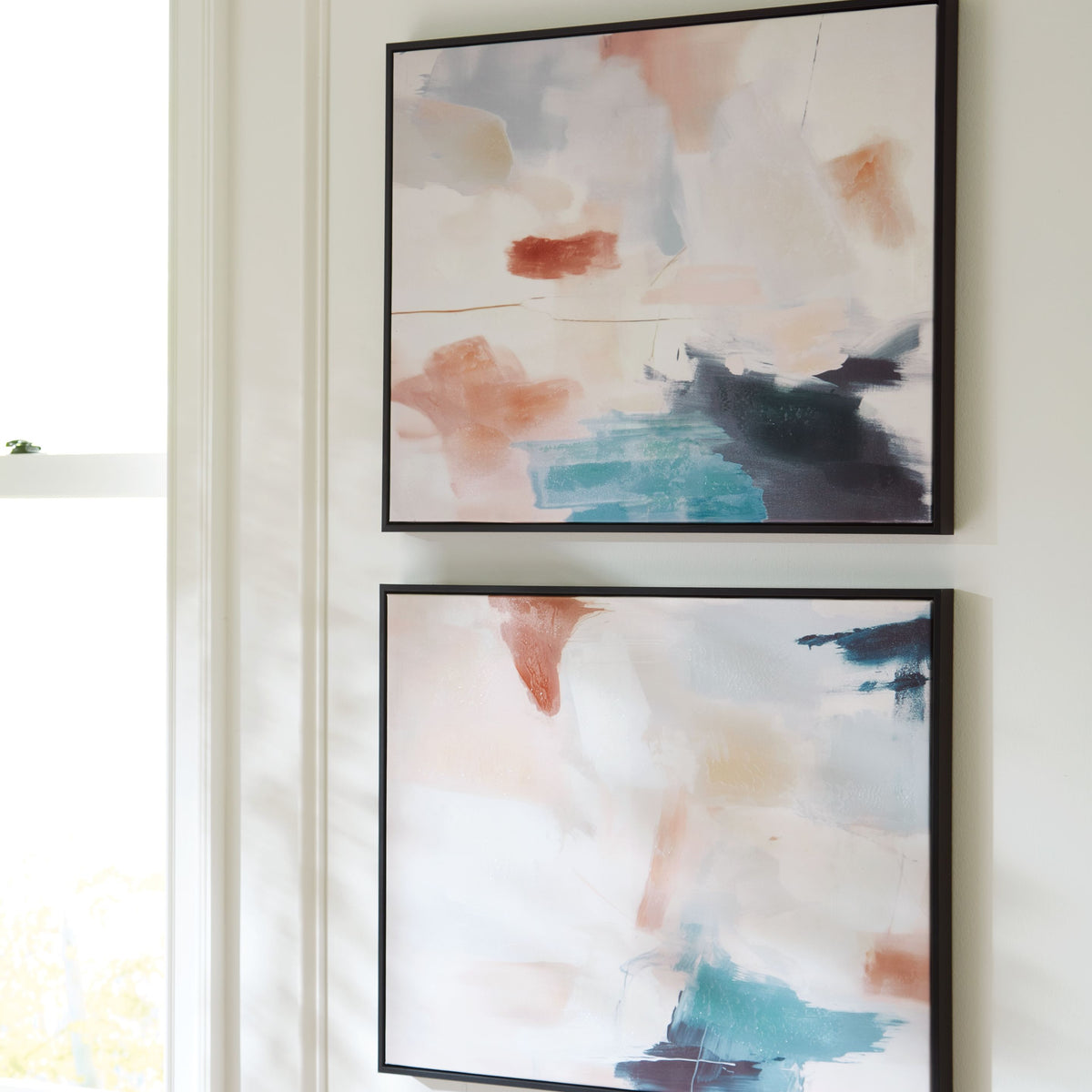 Caldish - Blue / White / Pink - Wall Art Set (Set of 2)