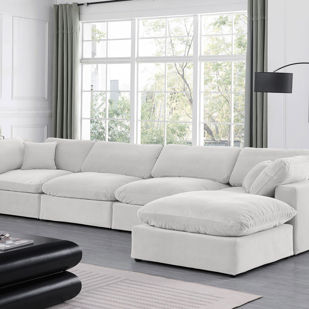 Comfy - 5 Piece Velvet Modular Sectional With Chaise