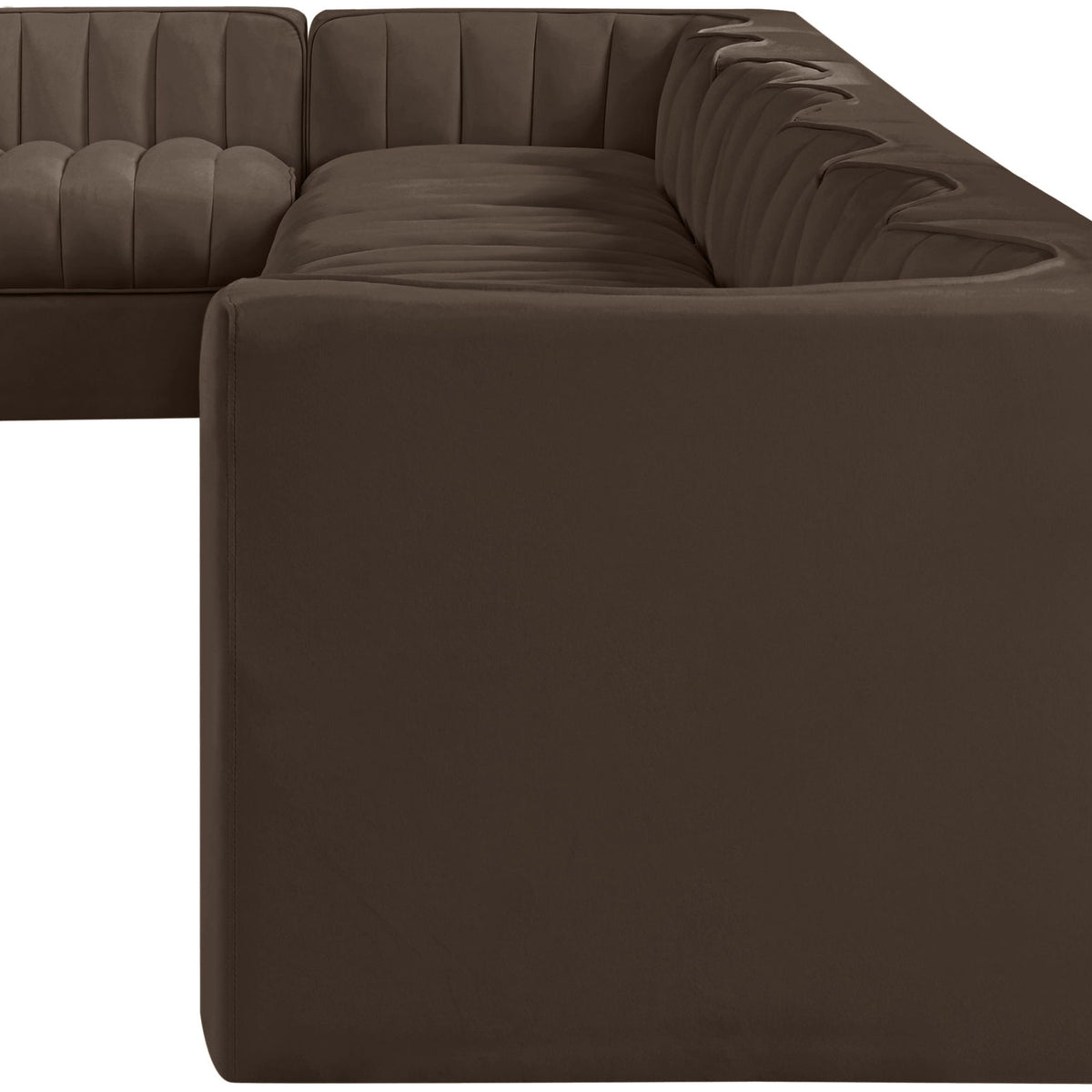 Rummi - Velvet Performance Fabric Upholstered 8 Piece Modular Sectional, L-Shaped (Right)