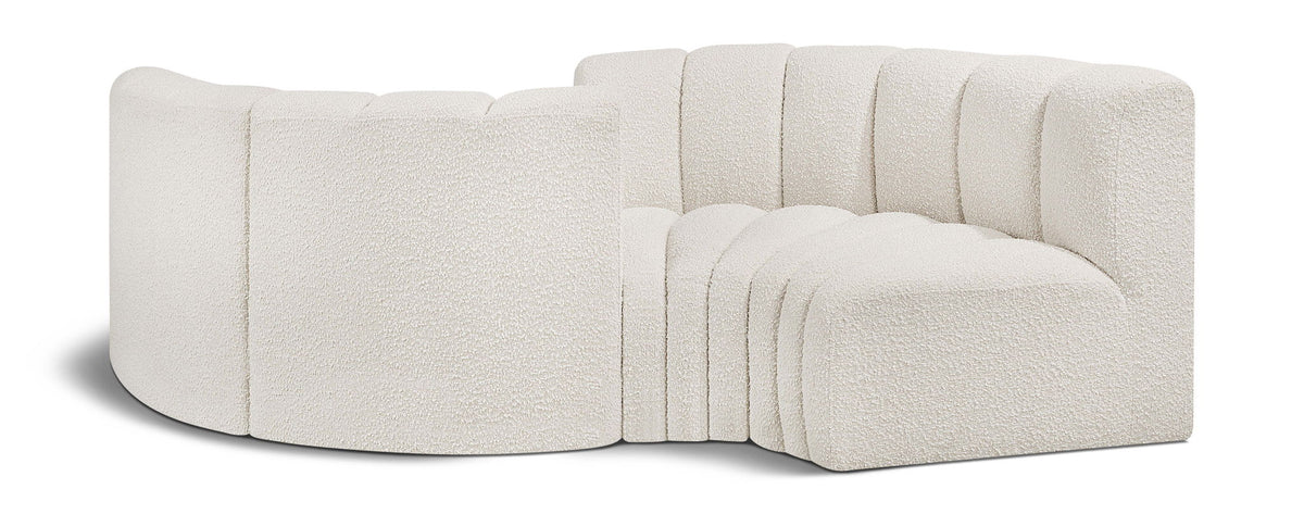 Arc - Boucle Fabric 4 Piece Curved Modular Sofa