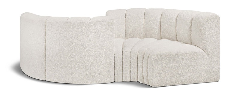Arc - Boucle Fabric 4 Piece Curved Modular Sofa
