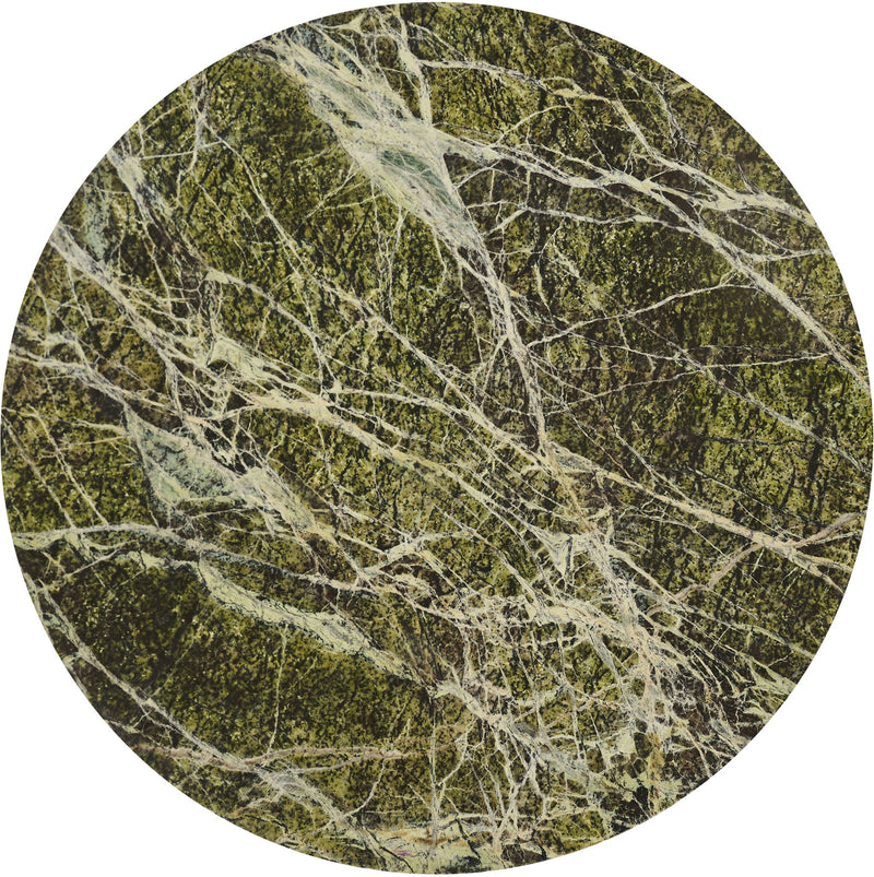Round green marble tray top with white and gray vein patterns