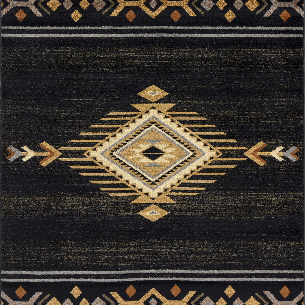 Tribes - 7'10" X 10'3" Southwest Area Rug - Black