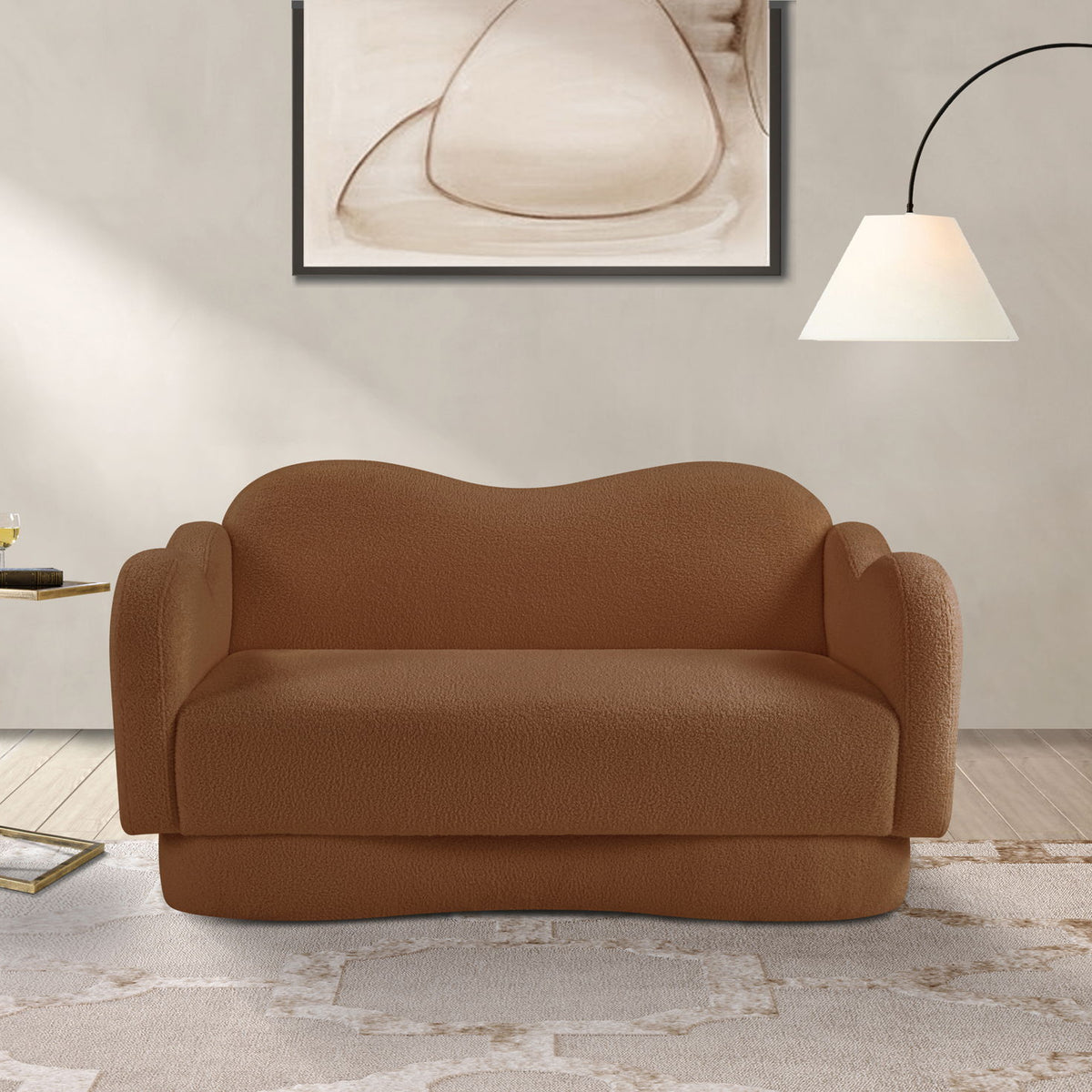 Bloom - Teddy Fabric Loveseat - Saddle