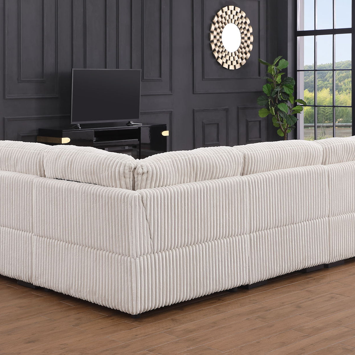 Nadine - Corduroy Modular Corner Sectional Sofa With Left Facing Chaise