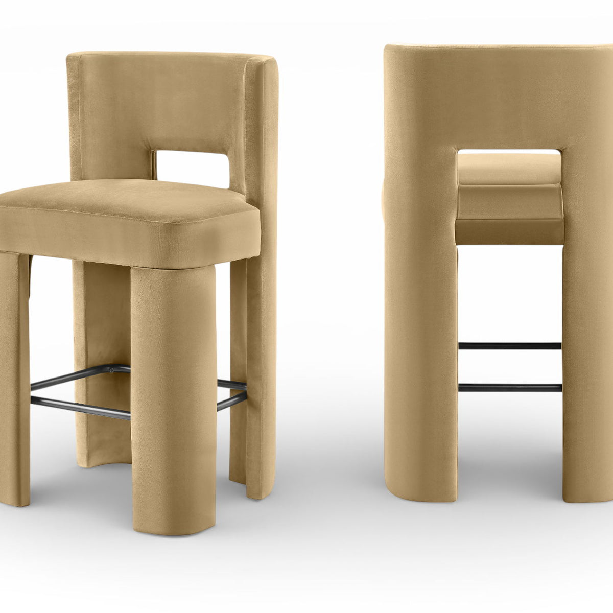 Zuno - Velvet Performance Fabric Upholstered Bar Stool (Set of 2)