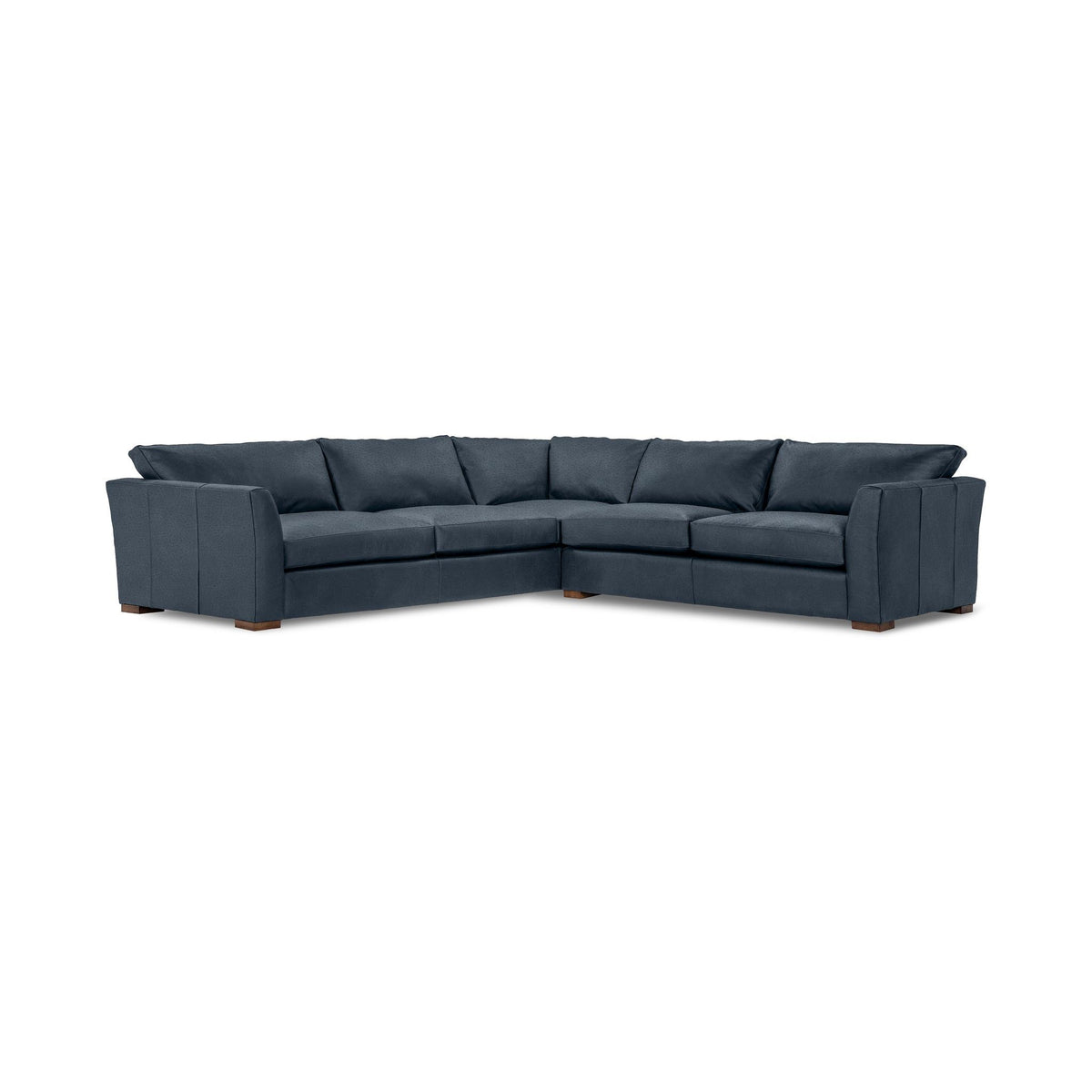 3-piece sectional sofa in dark blue fabric, L-shaped with chaise corner