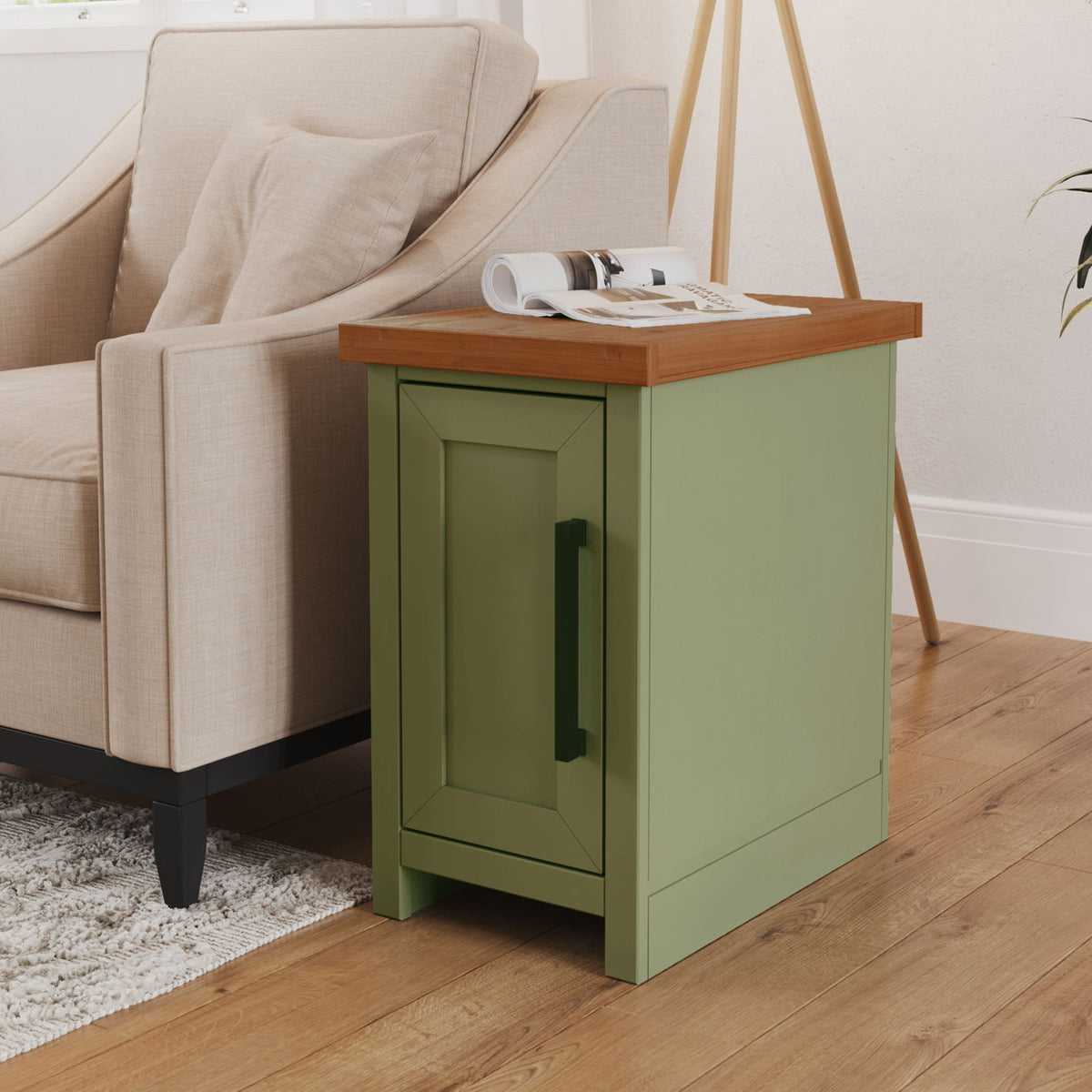 Vineyard - Chairside Table - Sage Green, Fruitwood