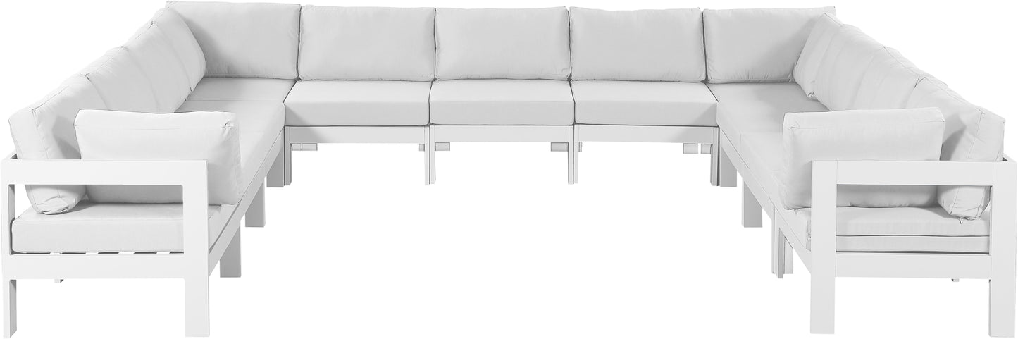 Nizuc - Outdoor Patio Modular Sectional 11 Piece - White - Fabric