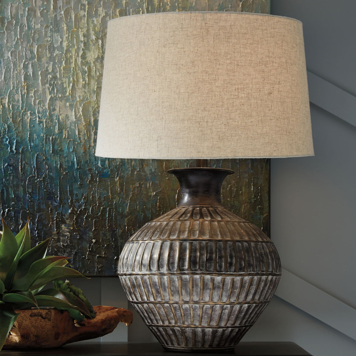 Magan - Metal Table Lamp  - Antique Bronze Finish