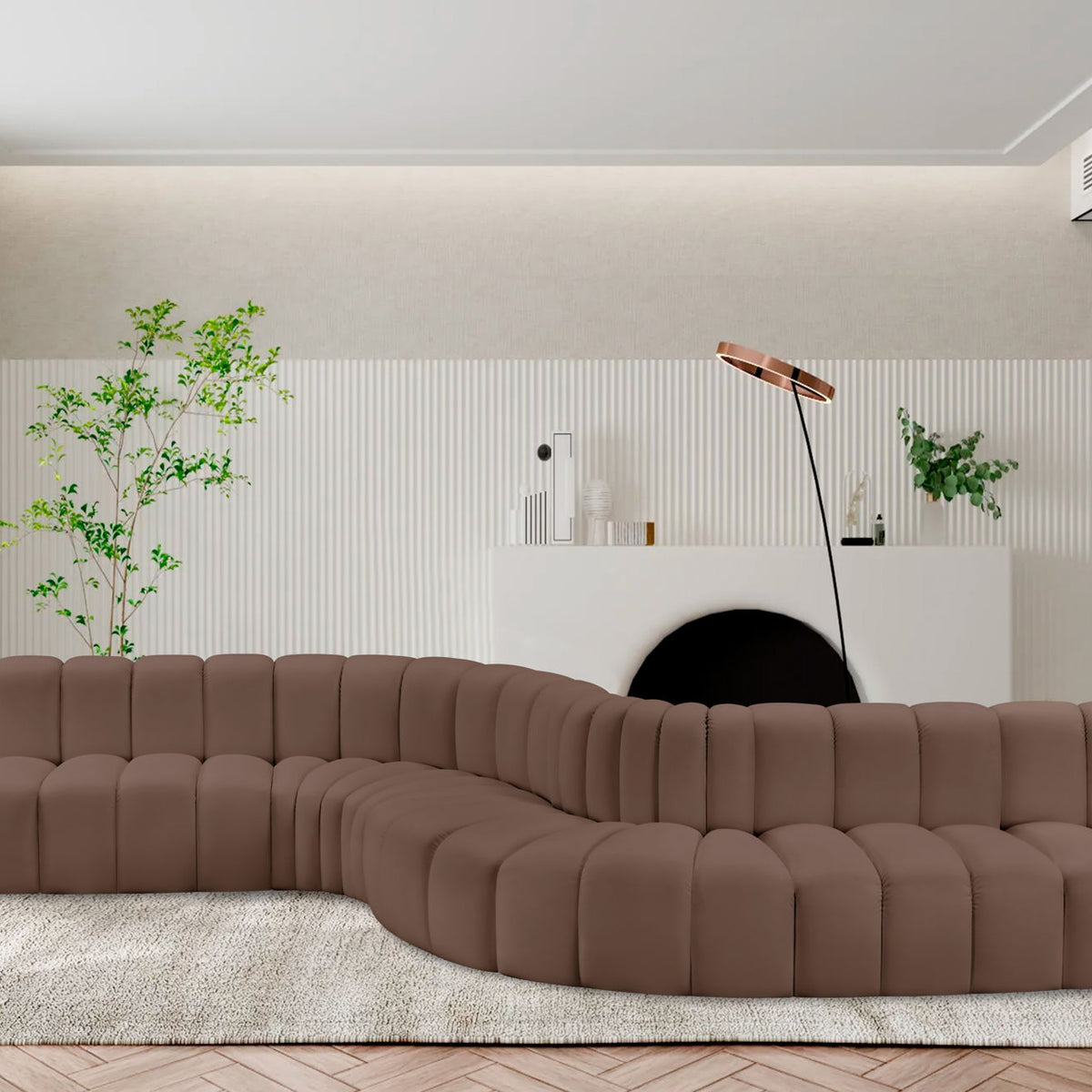 Arc - Faux Leather 8 Piece Curved Modular Sofa