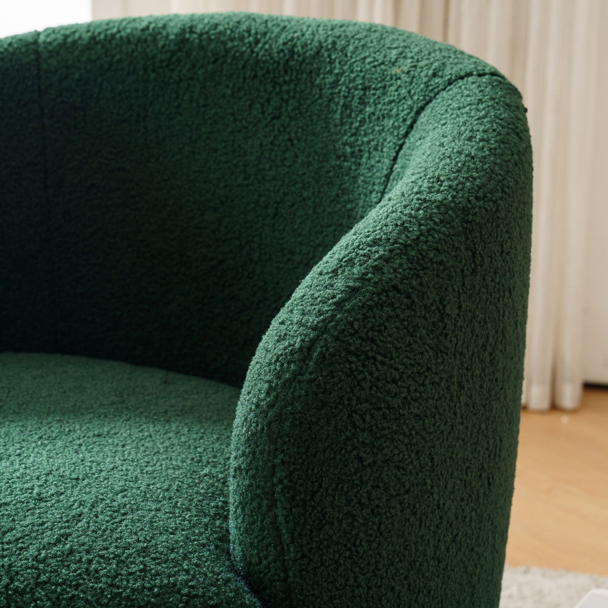 Teddy Fabric Swivel Accent Armchair Barrel Chair With Powder Coating Metal Ring