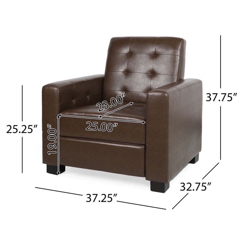 Langseth - Contemporary Tufted Pushback Recliner - Dark Brown