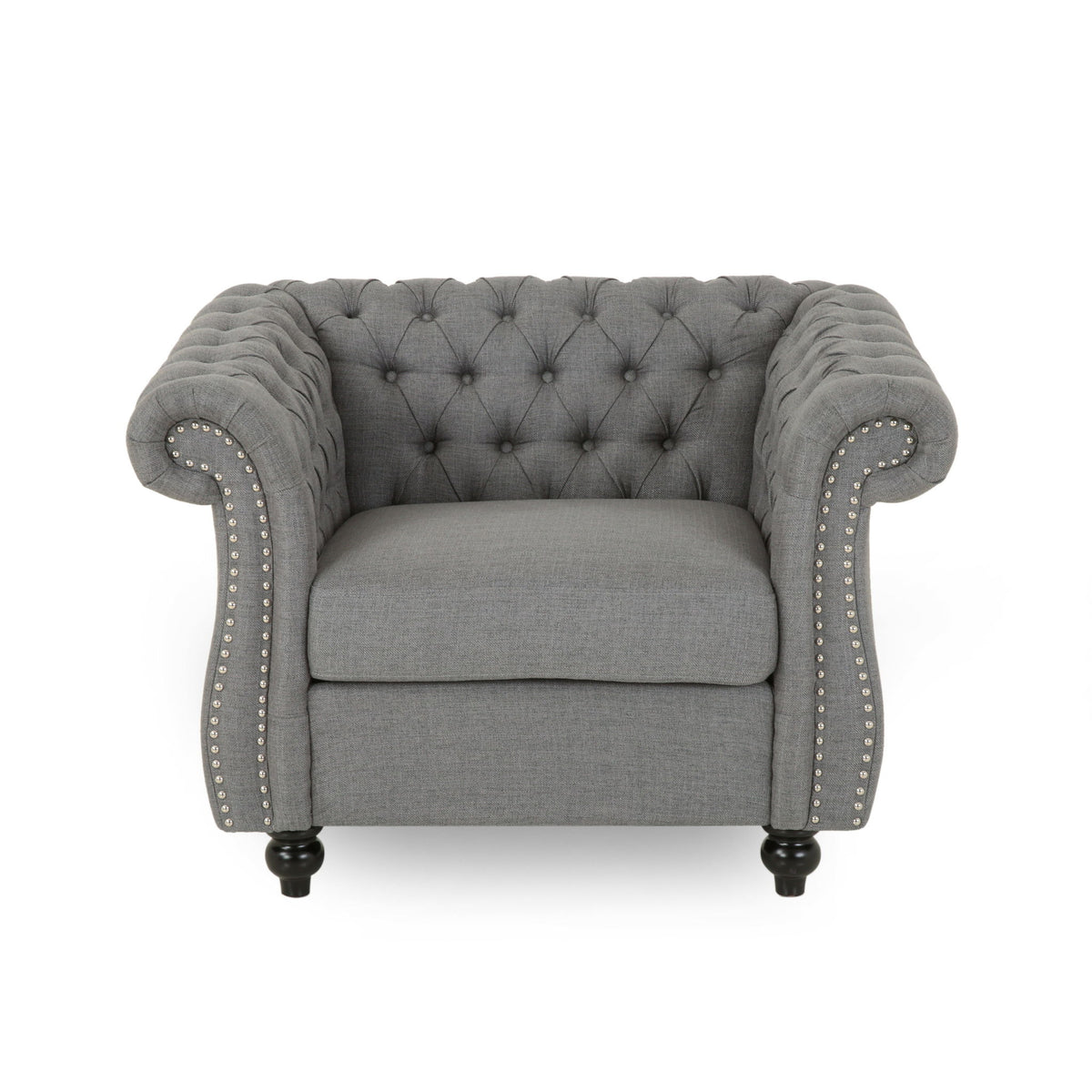Nexuson - Upholstered Chesterfield Chair With Deep Tufted And Nailhead Trim