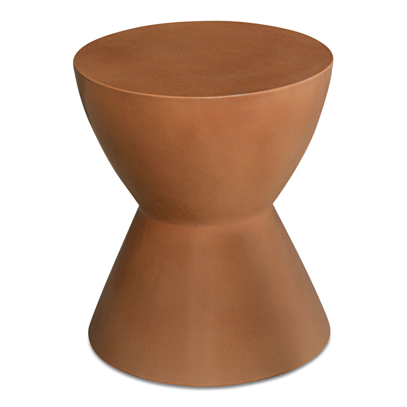 Terracotta hourglass stool with a round seat and flared base