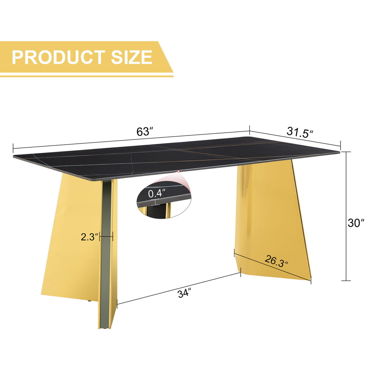 Marble Patterned Slab Dining Table With Steel Butterfly Legs