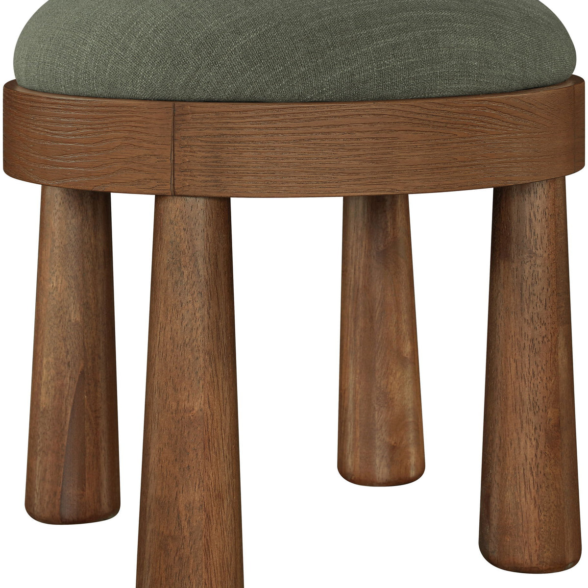 Larea - Linen Textured Fabric Upholstered Ottoman - Walnut Base
