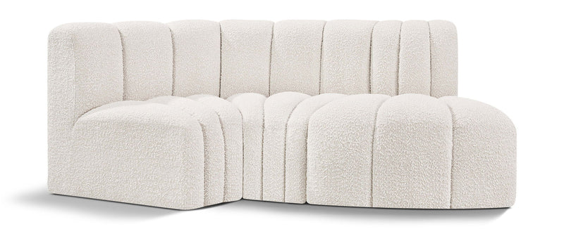 Arc - Boucle Fabric 3 Piece Modular L-Shaped Sofa
