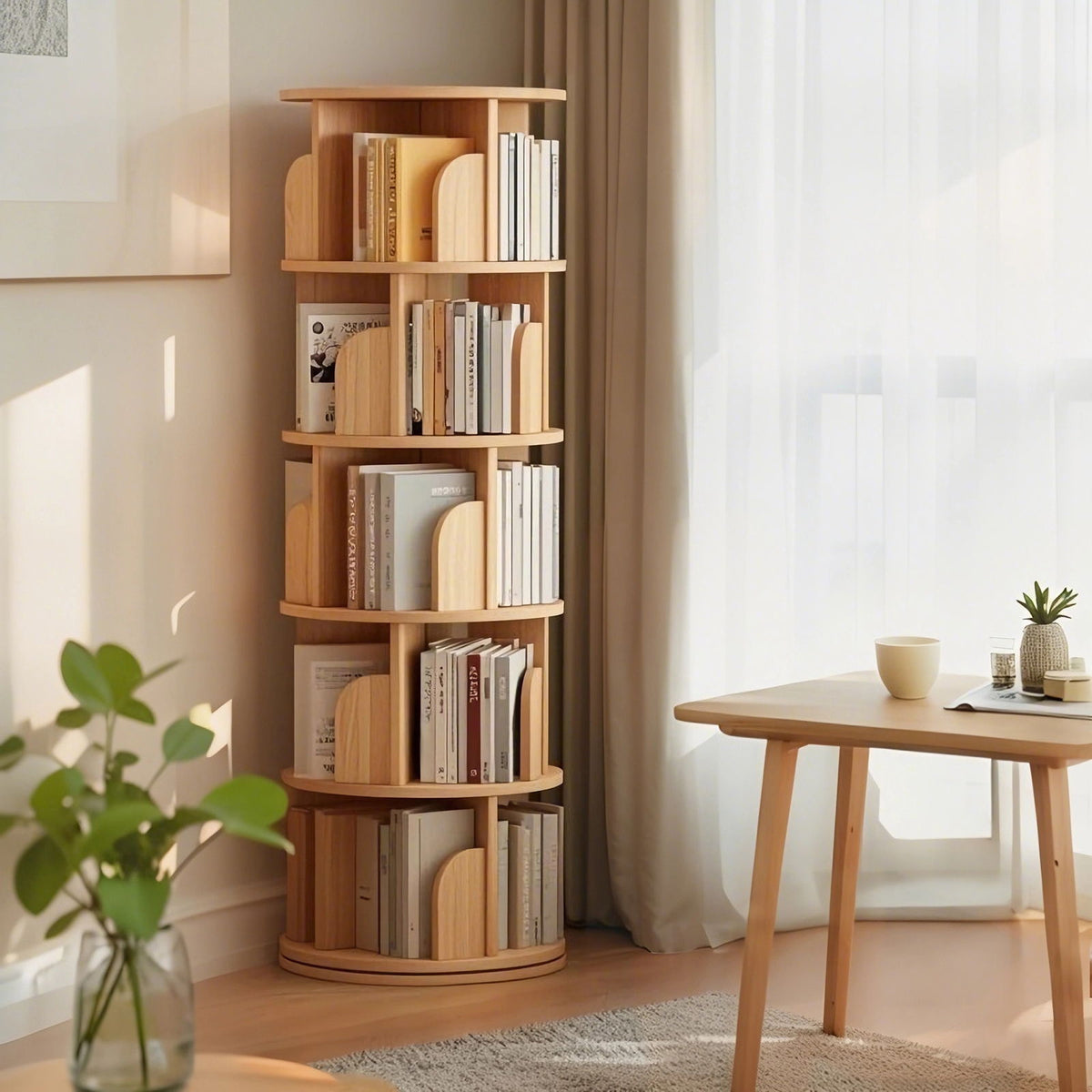 5 Tier Rotating Bookshelf, Spinning Design