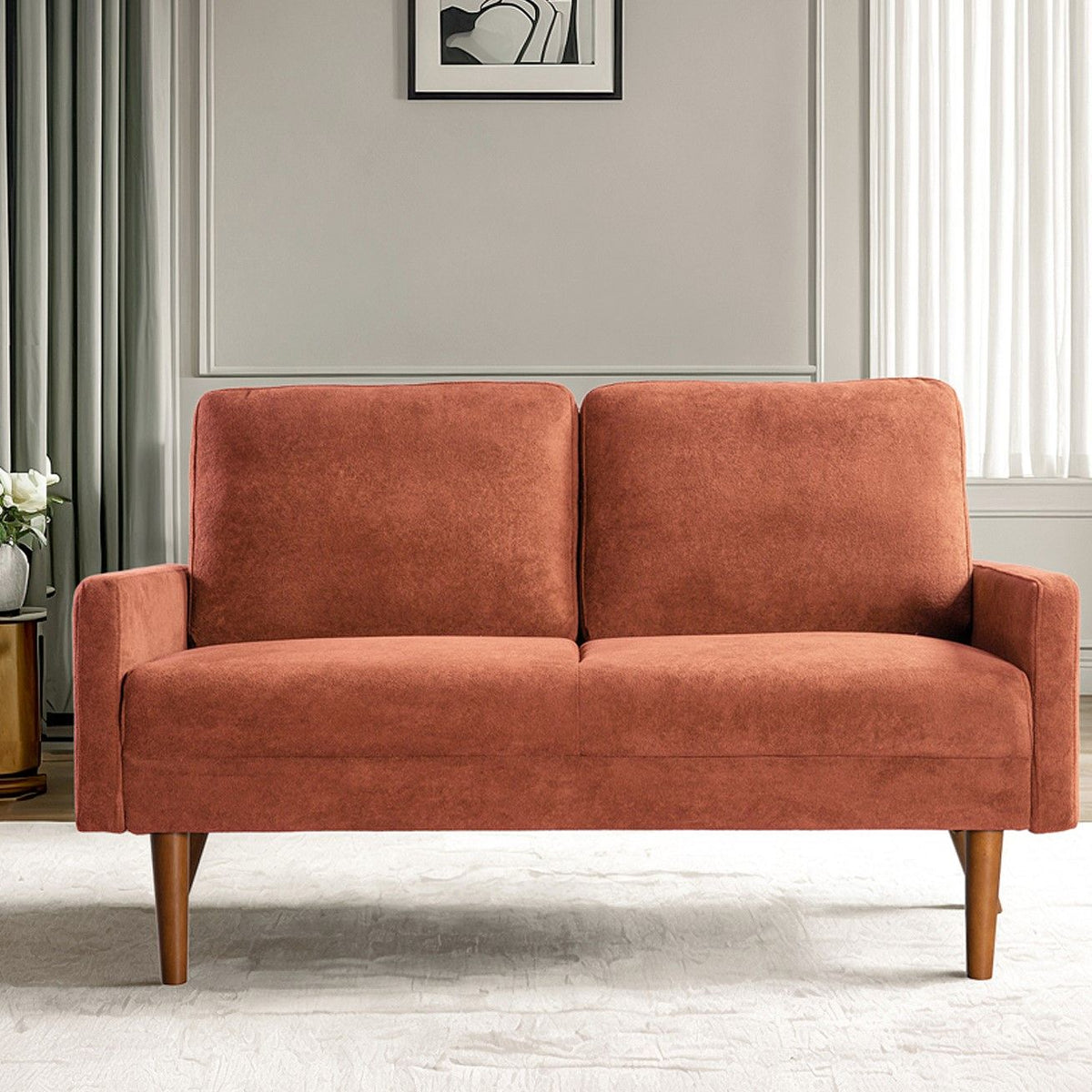 Loveseat Sofa, European Style With Sleek Design, Modern & Vintage Flair, Upholstered 2 Seater Couch