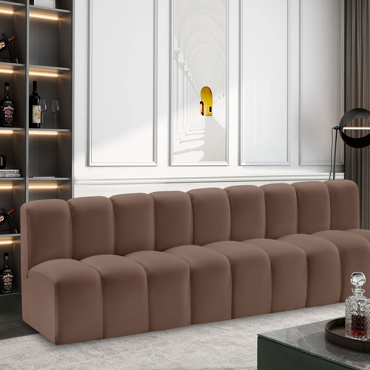 Arc - Faux Leather 3 Seats Modular Sofa