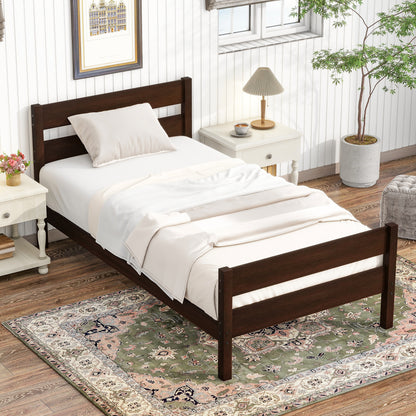 Twin Bed with Headboard and Footboard, Espresso