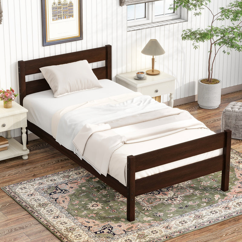 Twin Bed with Headboard and Footboard, Espresso