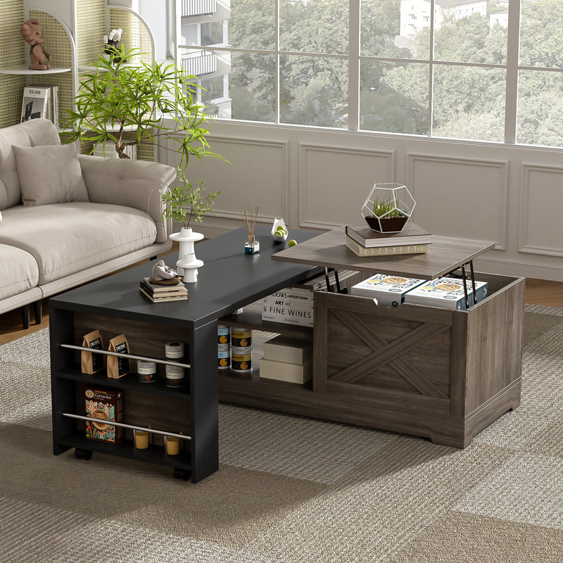 Lift-Top Coffee Table with Hidden Storage Black