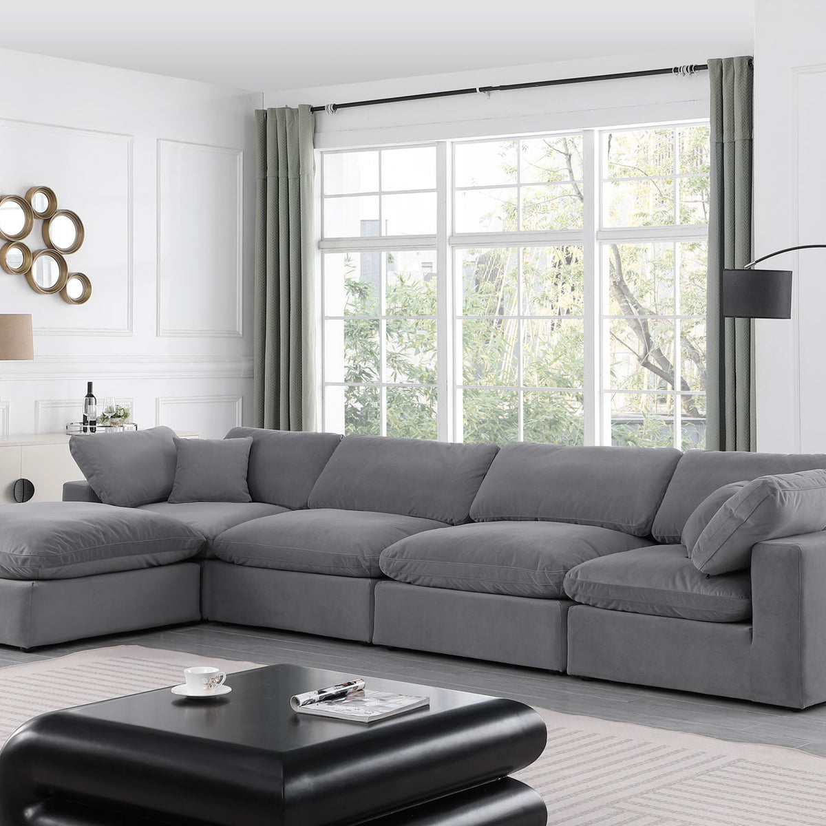 Comfy - 5 Piece Velvet Modular Sectional With Chaise