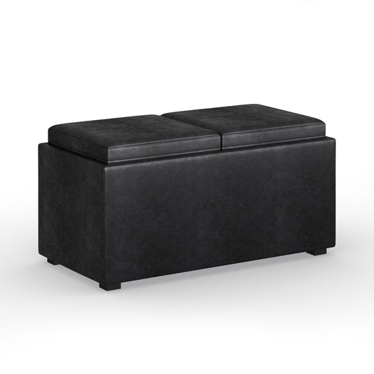 Avalon - 5 Piece Storage Ottoman - Distressed Black