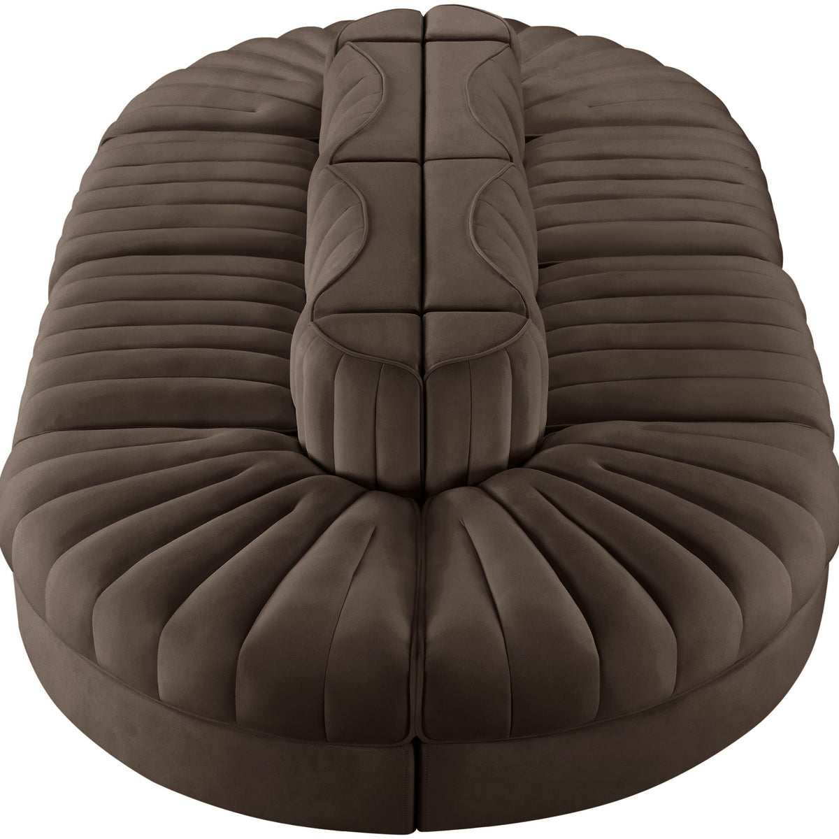 Rummi - Oval Velvet Performance Fabric Upholstered 8 Piece Modular Sectional