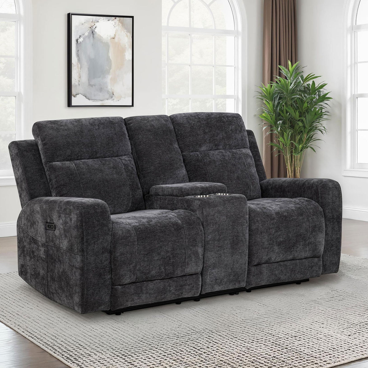 Kennett Chenille Upholstered Power Reclining Loveseat Grey