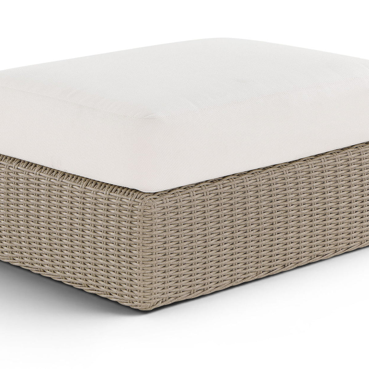 Seacrest - Olefin Water Resistant Fabric And Wicker Outdoor Patio Ottoman/Coffee Table