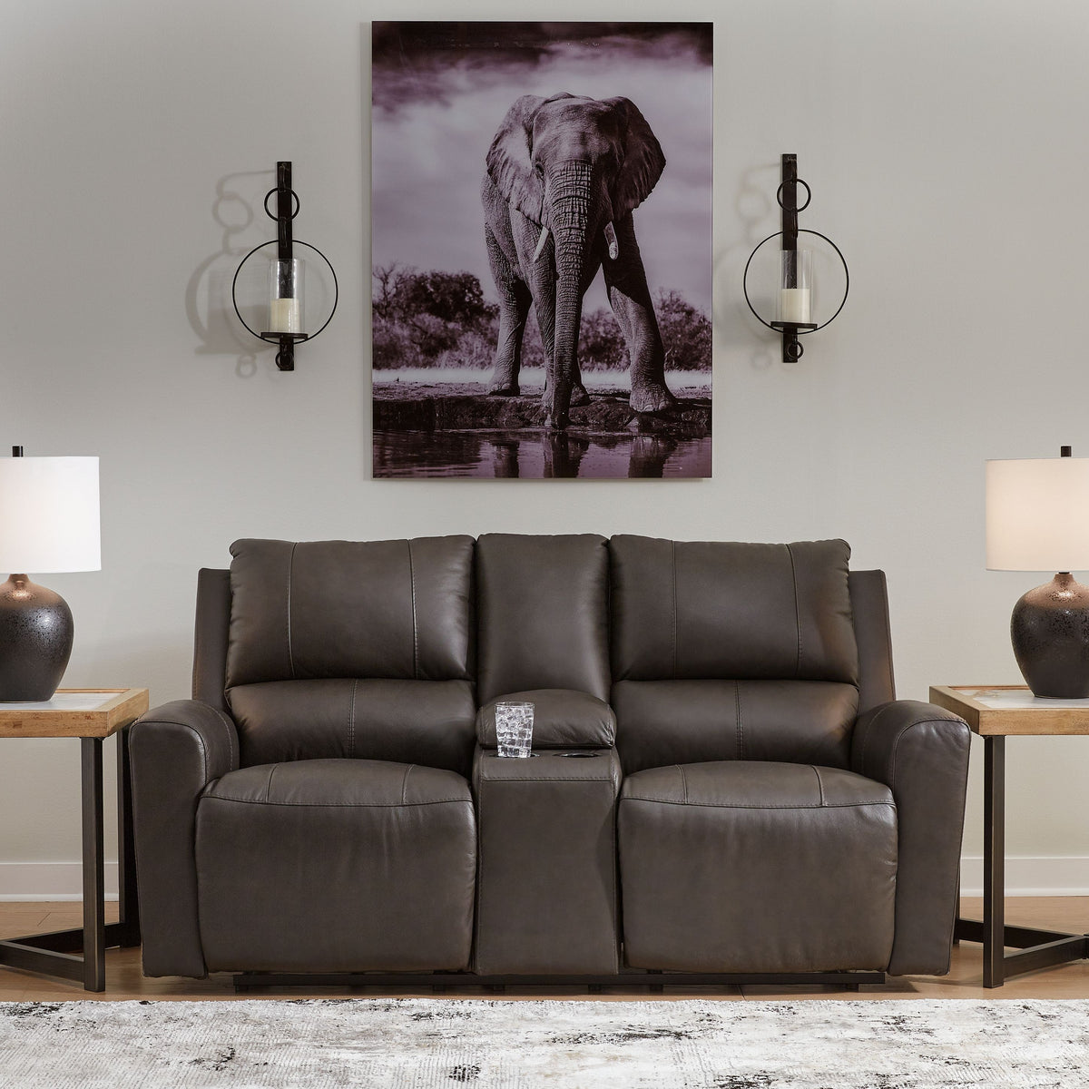Boxmere - Storm - Dbl Power Reclining Loveseat with Console