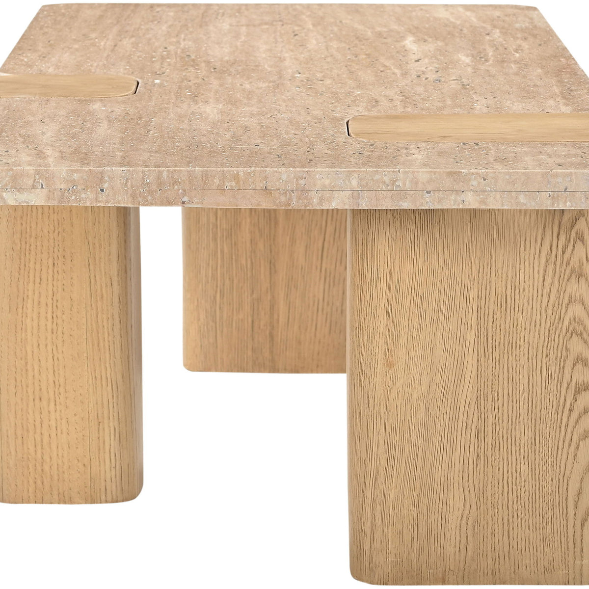 Ravenna - Genuine Fabric Travertine And Oak Wood Table