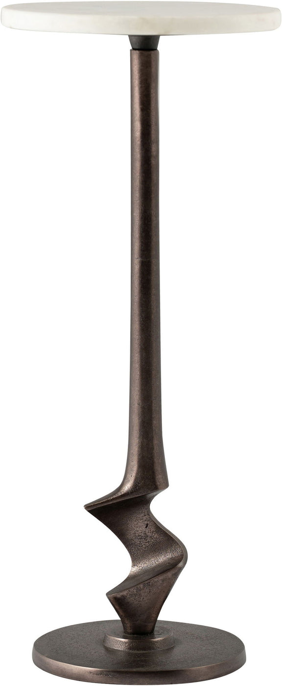 Dark metal aluminum side table pedestal base with round tabletop