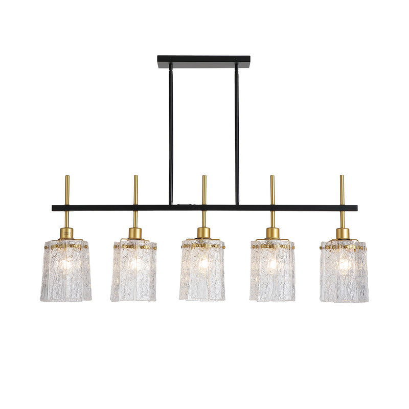 Chandelier 5 Light, Fixture Over Table - Black / Gold