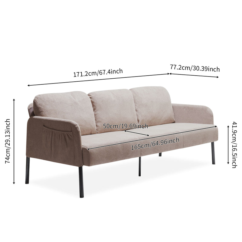 Modern L Shaped 3 Seater Sofa With Ottoman, Upholstered Couch For Small Spaces