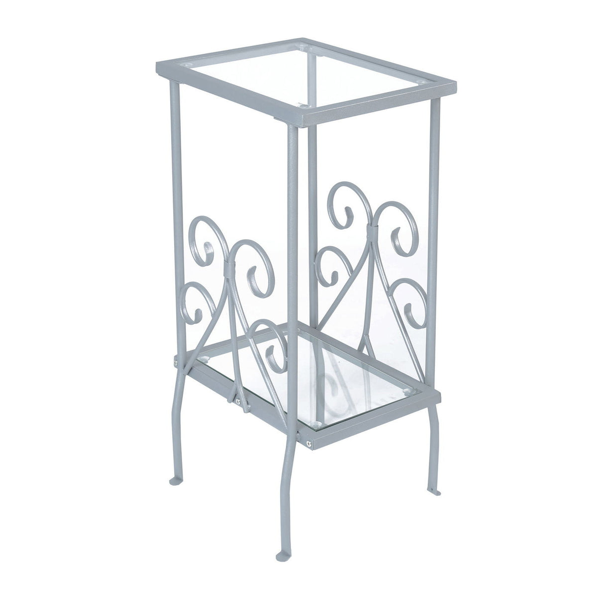 Accent Table, Side Tempered Glass, Transitional - Silver