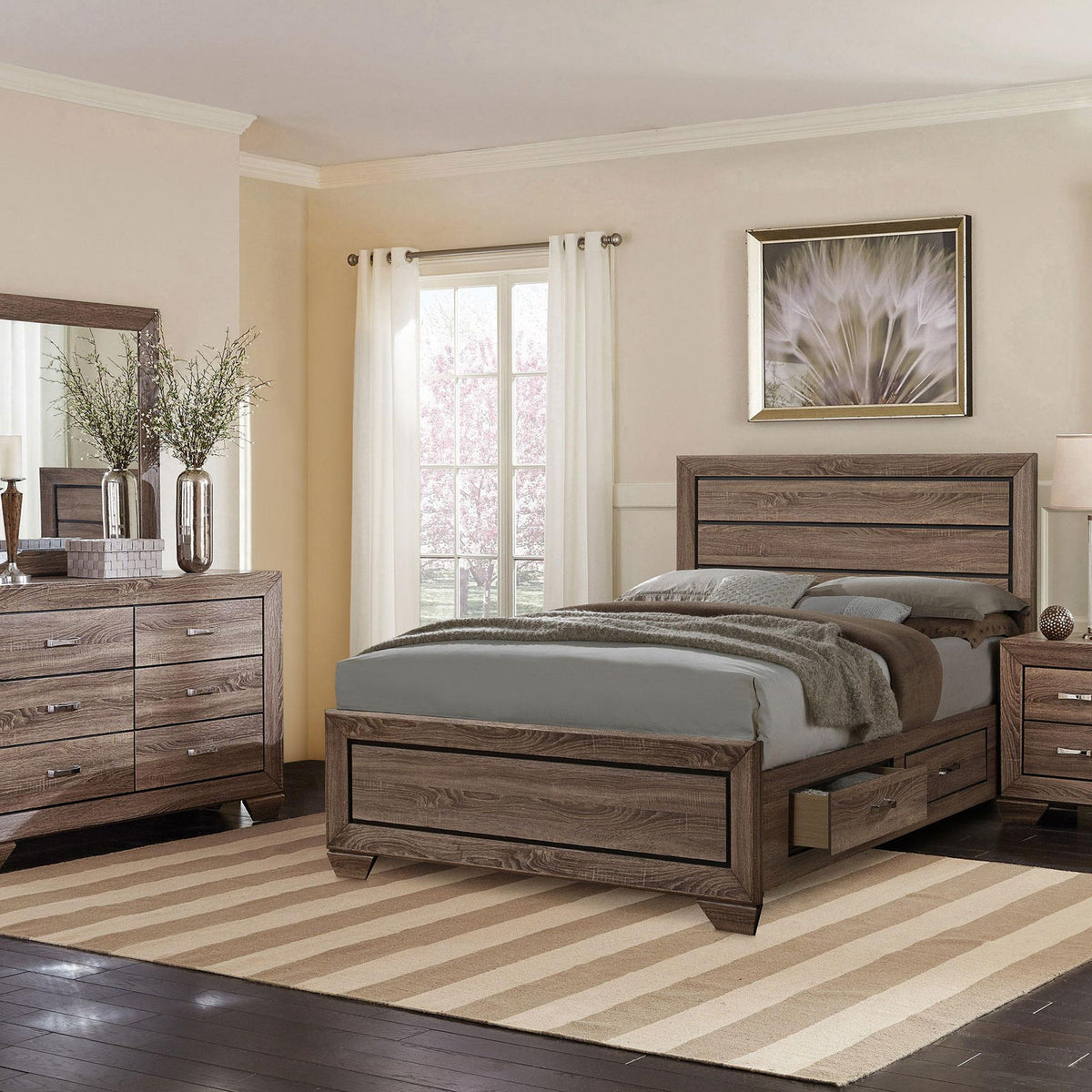 Kauffman 4-piece California King Bedroom Set Washed Taupe