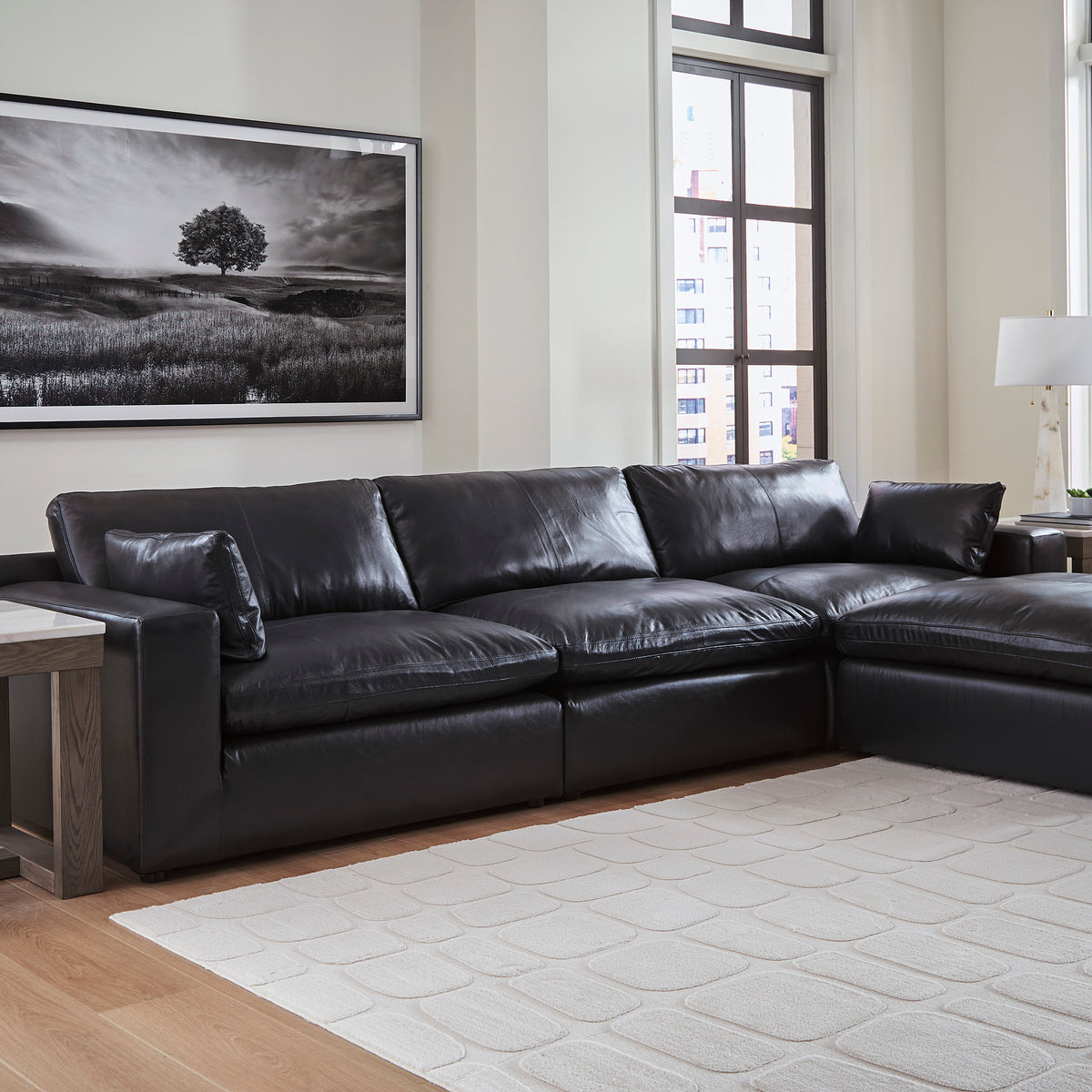 Ashley Furniture Emilia Genuine Leather Cloud Sectional