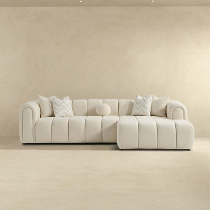 Ashcroft Furniture Beatrice Modern Tufted Ivory Boucle Right Sectional Sofa