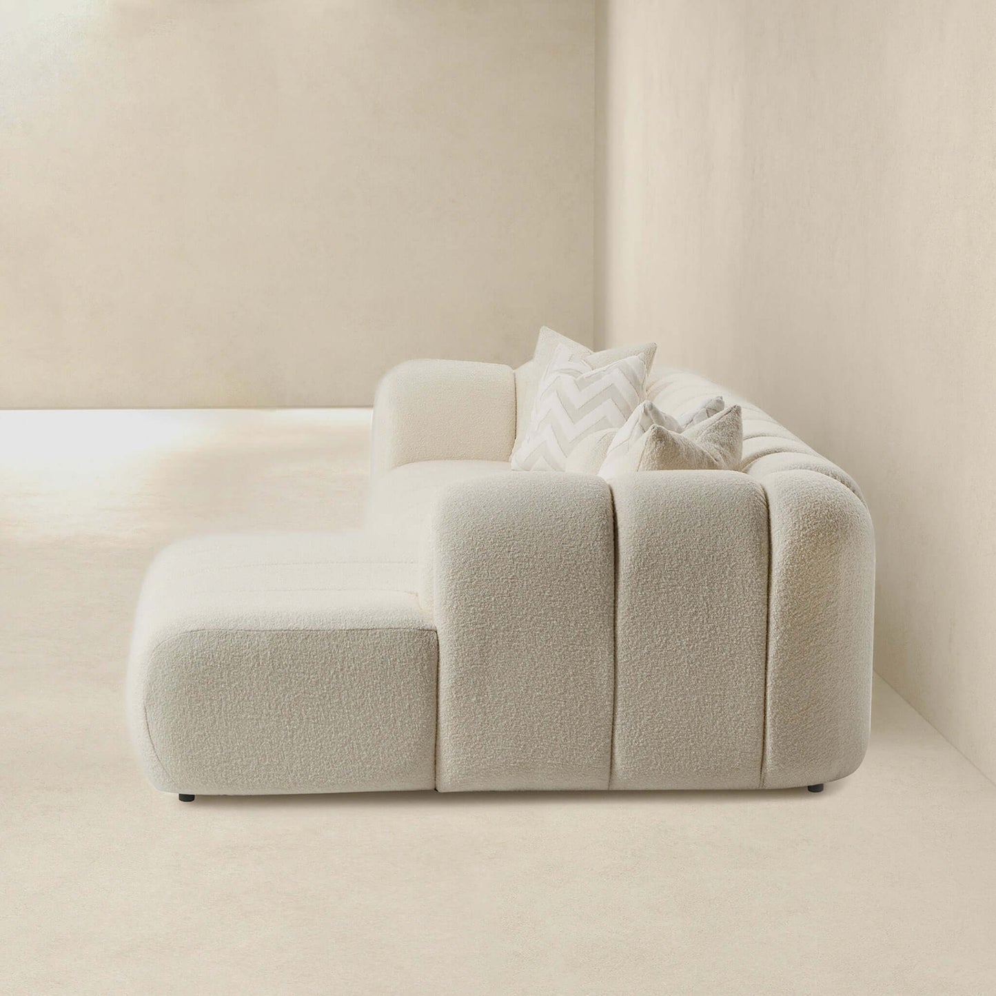 Ashcroft Furniture Beatrice Modern Tufted Ivory Boucle Right Sectional Sofa