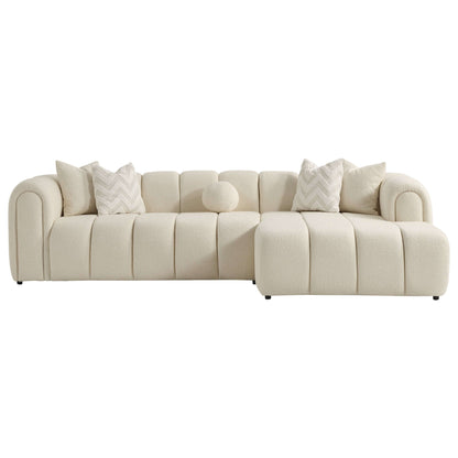 Ashcroft Furniture Beatrice Modern Tufted Ivory Boucle Right Sectional Sofa