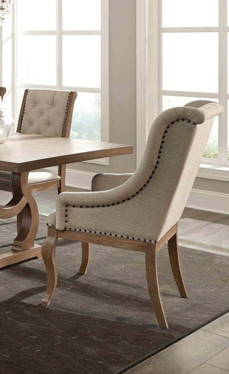 Brockway Cream & Barley Brown Arm Chairs (Set of 2)