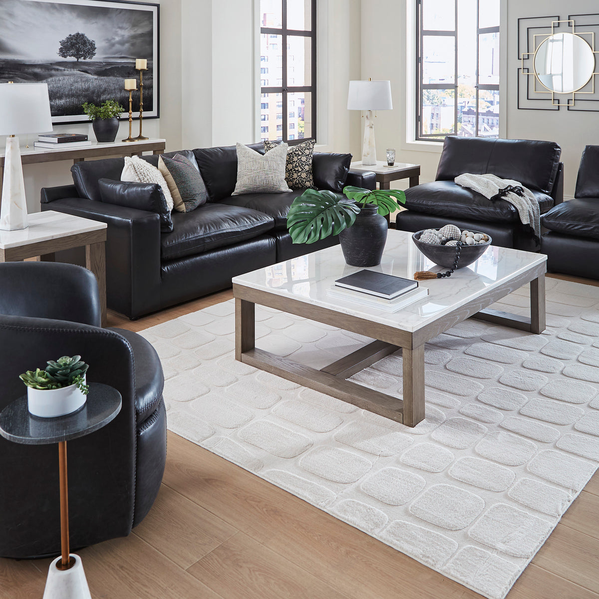 Ashley Furniture Emilia Genuine Leather Cloud Sectional